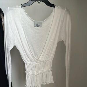 White ruffle top worn once!!